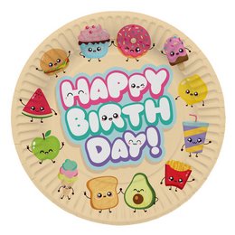 Happy Birthday Kawaii Szülinapi Parti Tányér - 23 cm, 8 db-os