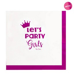 Let's Party Girls Rózsaszín Papír Szalvéta Lánybúcsúra - 33 x 33 cm, 16 db