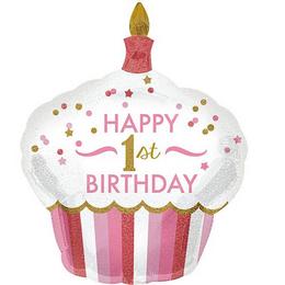 36 inch-es 1st Birthday Cupcake Girl Super Shape Fólia Lufi