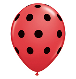 11 inch-es Big Polka Dots Red/Black Pöttyös Lufi (25 db/csomag)