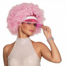 Pink Afro Paróka Rózsaszín Silttel - Napellenző Sapka Réssze