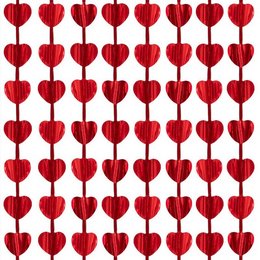 Piros Szív Függöny Dekoráció - 100 cm x 200 cm