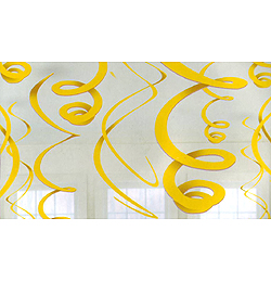 Sárga Spirális Függő Dekoráció - 56 cm, 12 db-os