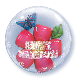24 inch-es Birthday Flower Szülinapi Double Bubble Lufi
