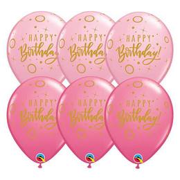 11 inch-es Birthday Dots & Sparkles Pink Szülinapi Lufi (25 db/csomag)